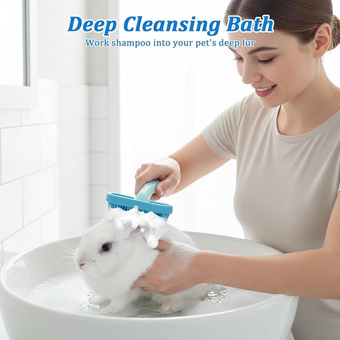 Guinea Pig and Bunny Brush, Beauty Silicone Brush, Soft Smoothing Dog Brush, Shedding Season Helps Untangle Mats and Comb Loose Fur for Chinchillas, Bunnys, Guinea Pigs and Puppies (Blue)