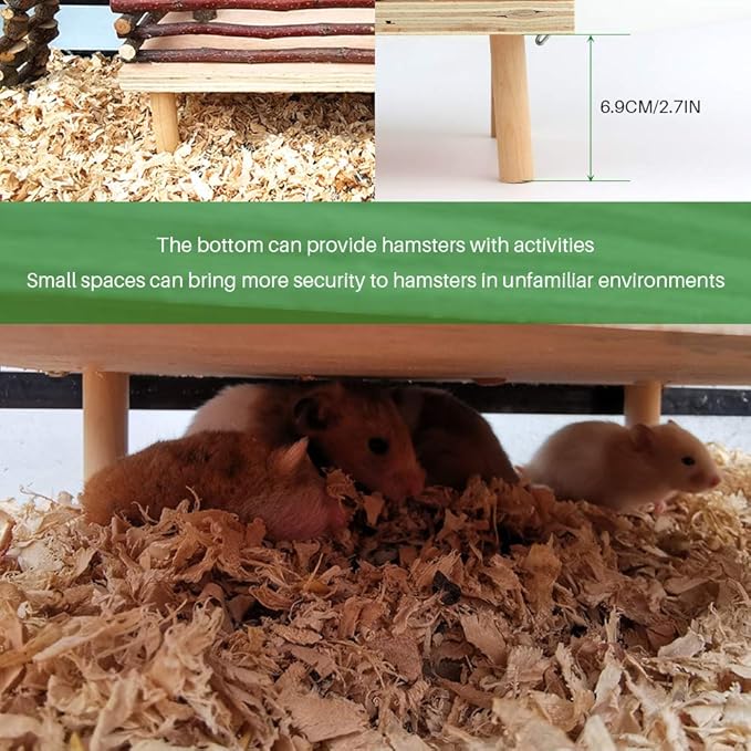 Hamster Climbing Toys - Wooden Activity Set with Large Bridge, Apple Wood Chewing Toys for Small Pets