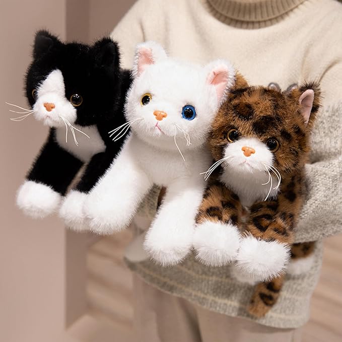 PEACH CAT Cat Stuffed Animal 12" Realistic Kitten Plushies Soft Plush Toys Gifts for Kids White