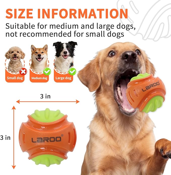 Dog Toy Ball, Indestructible Squeaky Ball for Aggressive Chewers, 3" TPR Rubber Clean Teeth, Relieve Anxiety & Boredom, Interactive Fetch Toy for Medium Large Dogs, Pools &Outdoor Play (Purple)