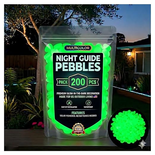 Glow in The Dark Garden Stones Pebbles Colorful, Night Guide Luminous Pebbles Rainbow Glow in the Dark Stepping Rocks Outdoor Landscaping Glowing Stones Fish Tank Aquarium Decor (Green, 1000pcs)