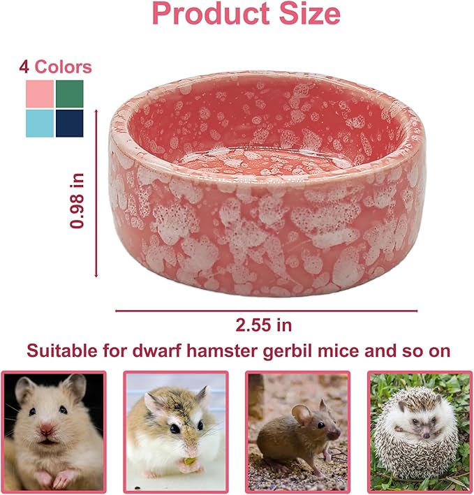 kathson 4 Pcs Hamster Food Bowl Guinea Pig Ceramic Water Bowl Small Animal Feeding Dish for Dwarf Hamster Gerbil Syrian Ferret Hedgehog Chinchilla Bunny