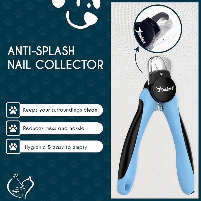 Candure LED Dog Nail Clippers with Light - Pet Nail Clippers with Light for Dogs & Cats, Sharp Stainless Steel Blades for Thick Nails, Safe Grooming Trimmer with Nail File (Sky Blue) | Includes Nail File, Small to Large Breeds, Avoids Over-Cutting, Pro...