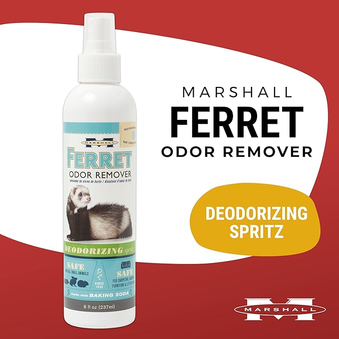 Marshall Pet Products Ferret Odor Remover, Deodorizer Spritz with Baking Soda, for Small Animals and Ferrets, 8 oz
