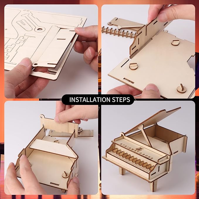 calary 3D Wooden Puzzle Simulation Animal Dinosaur Assembly DIY Model Toy for Kids and Adults,Set of 6