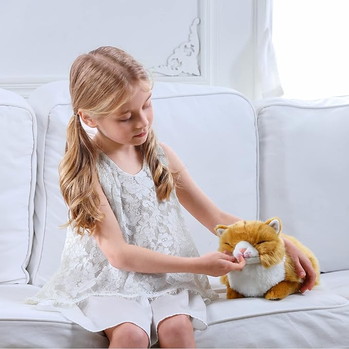 CU-MATE Adorable Stuffed Animals Cat -Handmade Plush Soft Cat -Present Gift for Boys/Girls (Tabby Cat)