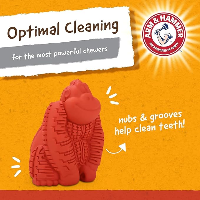 Arm and Hammer for Pets Super Treadz Mini Gorilla Dental Chew Toy for Dogs - Reduces Plaque and Tartar Without Brushing, Baking Soda Infused, Dishwasher Safe, Dogs Up to 25 Lbs, 3.5 Inch - 24 Pack