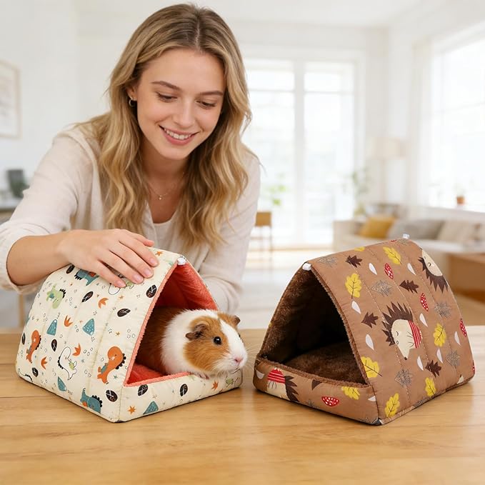 4 Pcs Guinea Pig Hideout, Guinea Pig Bed Tunnel Washable Small Animal House Cage Accessories for Mouse Chinchillas Hamsters Hedgehogs Ferrets Bearded Dragons and Rats Other Small Animals