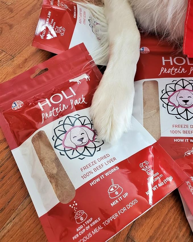 HOLI Beef Liver Powder Dog Food Topper – Freeze Dried Beef Liver Dog Topper for Dry Food – Single Ingredient, Human-Grade Meal Topper for Picky Dogs – Grain Free & All Natural - 8oz
