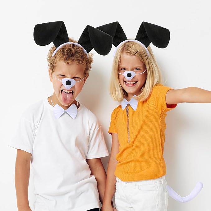 Syhood Puppy Dog Costume Set Ears Headband Bowtie Nose Tail Paw Gloves Accessories for Carnival