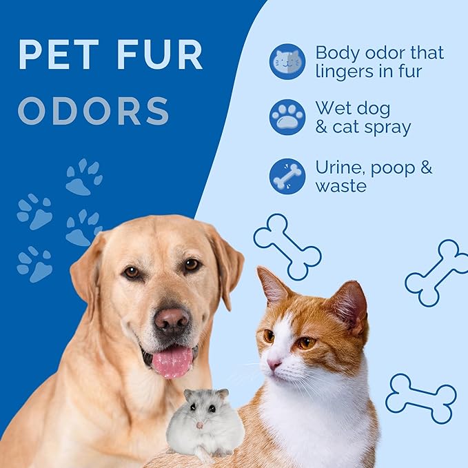 No Scent Pet Fur Odor Spray & Rinseless Cleaner for Dog, Cat, Hamster, Small Animal & Furry Pets (2 Fl Oz / 59 mL)