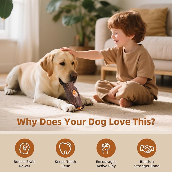 Dog Toys for Aggressive Chewers, Interactive Indestructible Dog Toys to Keep Them Busy, Durable Dog Frozen Treat Toy for Large & Medium Dogs, Reduces Anxiety & Extends Playtime, Brown