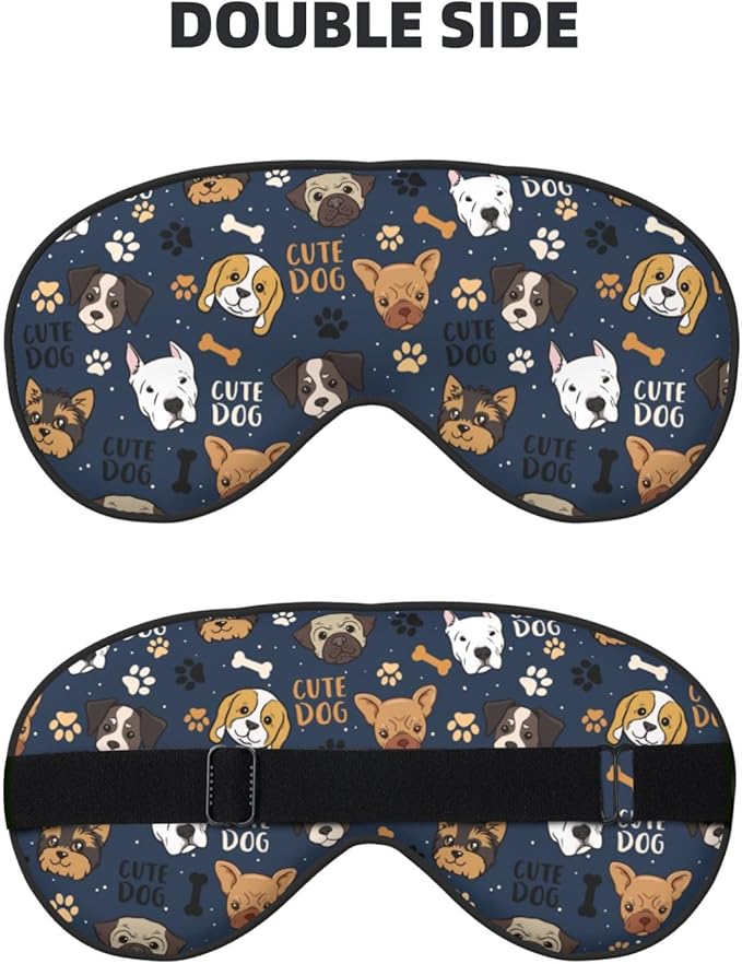 Cute Dog Sleep Mask Breathable Soft Eye Mask for Sleep for Women Men Lightweight Eye Cover for Travel, Night Work, Nap, Office