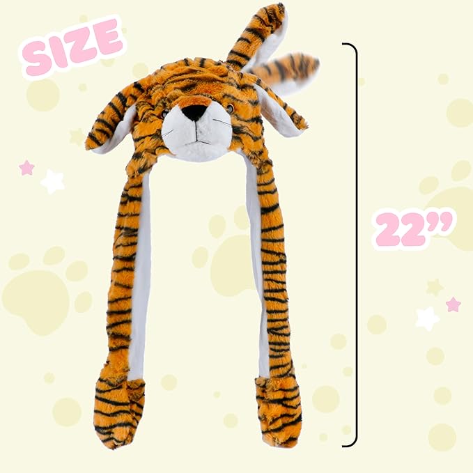 Bubblepompom Animal Hat with Ears Moving Jumping Pop Up Beating Hat Plush Holiday Cosplay Dress Up Funny Gift for Kids