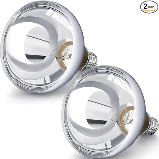 VIHOSE 2 Pack 150 Watt Heat Lamp 120v R40 Heat Lamp Bulbs Glass Incandescent Light Bulbs Incandescent Heating Lightbulbs for Reptiles Chicks Food Puppies Bathroom, Use E26 Base (Silver)