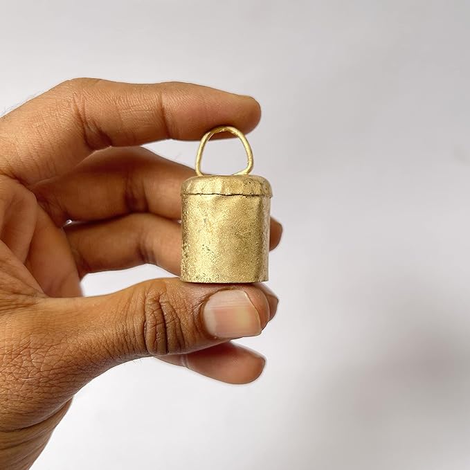 Pack of 10, Vintage Christmas Bell for Decoration – Rustic Hanging Cylinder Bells for Crafts, Home Decor, Christmas Tree Ornaments, Jingle Bells for Crafting, Farmhouse Decor, Tin & Cow Bell