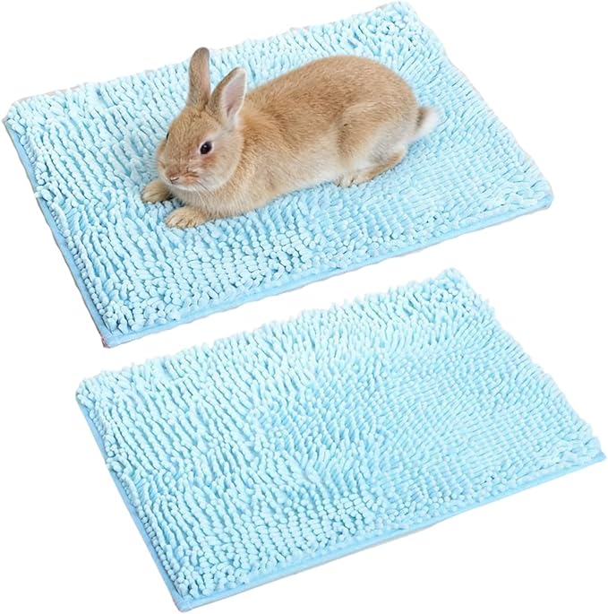 2PCS Guinea Pig Liner Washable Rabbit Cage Liner Guinea Pig Fleece Mats Reusable Bedding Pee Pads for Ferret Bunny Chinchilla Small Animals (Sky Blue,23.62" LX15.75 W)