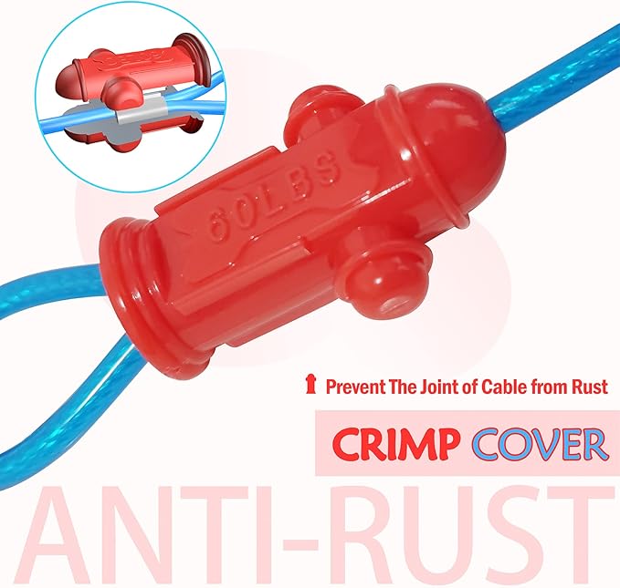 Petest Reflective Tie Out Cable with Crimp Cover for Medium Dogs Up to 60 Pounds, 30 Feet