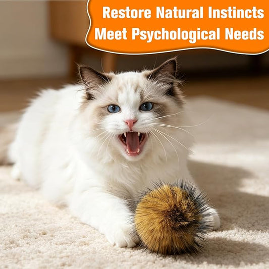 5PCS Cat Toy Faux Rabbit Fur Ball, Soft Fluffy Rabbit Fur Catnip Ball Cat Toys for Indoor Cats, Washable & Fun to Chase for Interactive Bonding