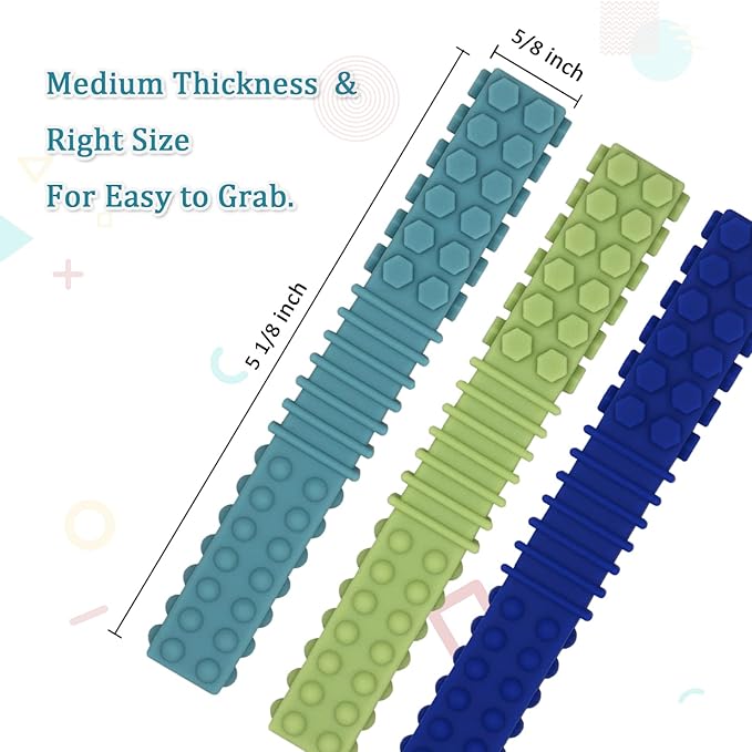Sensory Chewy Toys for Autistic Children, 5 Pack Silicone Chew Tube Teething Sticks Toys for Autism, ADHD, SPD, Chewies with Special Needs, Oral Motor Chewy Tool for Sensory Kids Chewer (Colorful B)