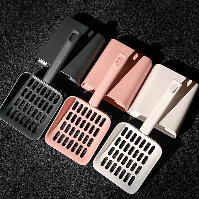 2 in 1 Cat Litter Scoop with Holder Stand Cat Stuff Cat Scooper for Litter Box Cat Accessories Cat Supplies Kitty Pink