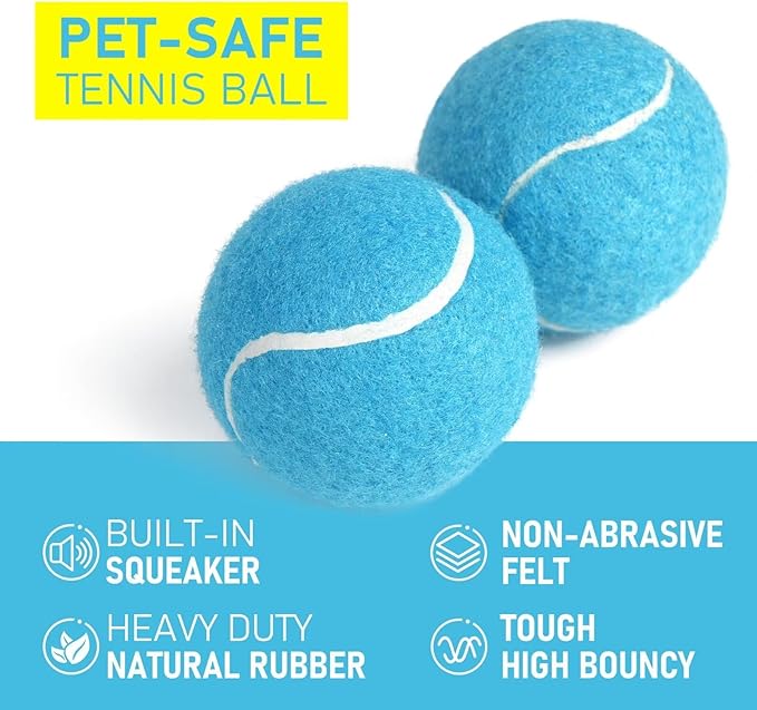 Prime Pets Dog Tennis Balls 3 Pack, 2.5” Durable High-Bounce Tennis Balls for Dogs, Squeaky Dog Ball for Fetch & Training, Outdoor Interactive Dog Toy Ball for Small and Medium Dogs