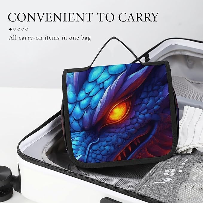 Hanging Cosmetic Bag Dragon Portable Travel Makeup Pouch Multifunction Handle Travel Toiletry Bag Organizer with Hook