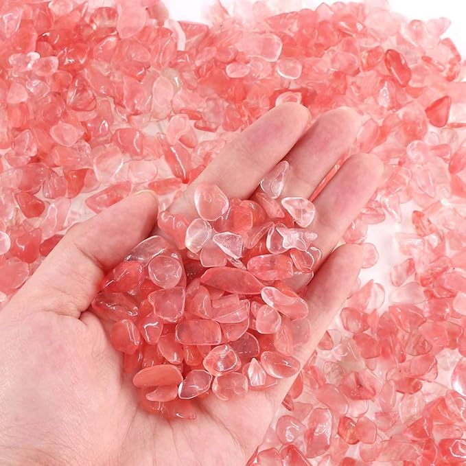 WAYBER Decorative Pebbles, 2 Lbs/920g (Fill 2 Cups) Pink Crystal Quartz Stones Irregular Rock Gravel for Aquarium Turtle Tank Decoration/Succulent Plant Landscape/Flowerpot Vase Ornament
