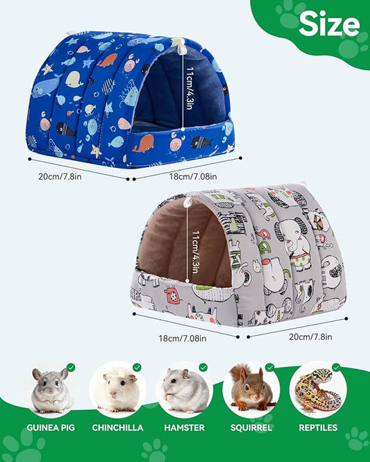 2 PCS Guinea Pig Hideout Guinea Pig House Guinea Pig Bed, Washable Hamster House Small Animal Cage Accessories for Mouse Chinchillas Hamsters Hedgehogs Ferrets Bearded Dragons and Rats