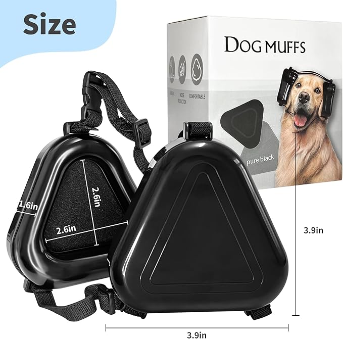 Dog Ear Muffs Noise Protection, Noise Cancelling Headphones for Dogs, Ear Covers for Hearing Protection and Anxiety - Black