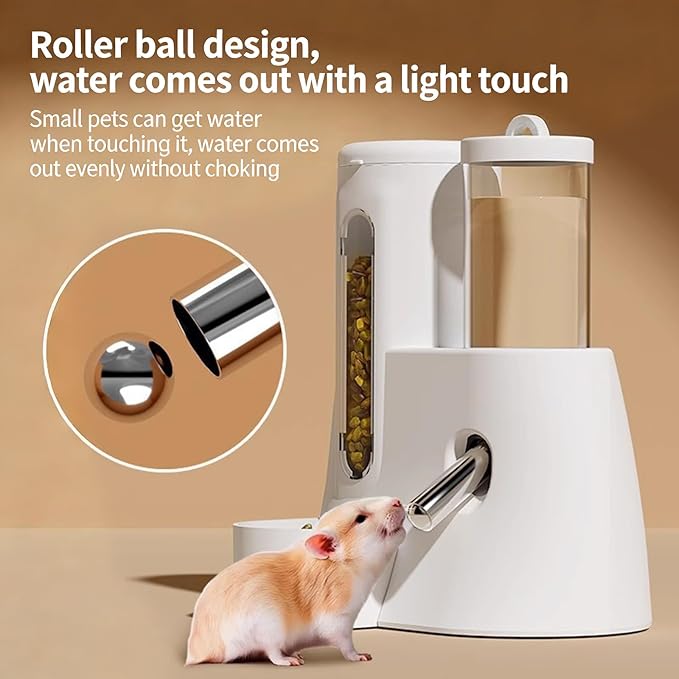 Small Animal Food and Water Dispenser, 2 in 1 Hamster Automatic-Gravity Food Water Dispenser, No Drip Pet Feeder and Waterer, for Small Animal Hedgehog Hamster Cats Rabbits