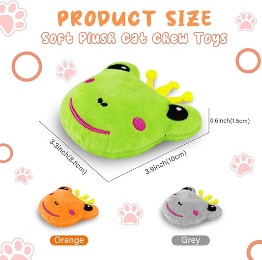 Andiker Cat Catnip Toys, 3Pcs Cat Interactive Toys for Indoor Cats, Soft Plush Kitten Chew Toys with Crinkle Paper for Relieve Stress, Reduce Boredom, Teething (Frog)