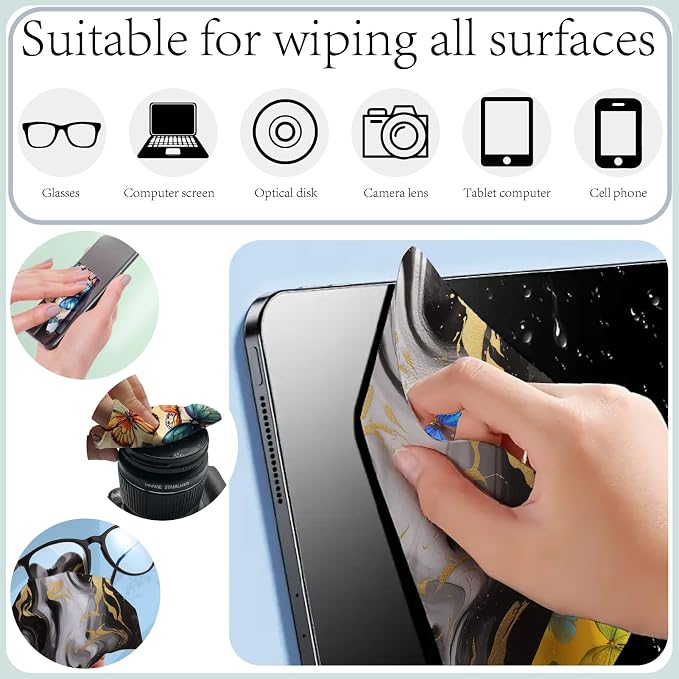 CREATCABIN 6Pcs Marbling Eyeglass Cleaning Cloth Microfiber Cleaning Cloths for Glasses Cleaner Wipes Microfiber Reusable Glass Clean for Phone Lens Laptops Screens 6x6Inch