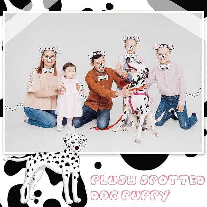 SATINIOR Puppy Dog Costume Set Ears Headband Nose Bow Tie Tail Animal Cosplay for Halloween