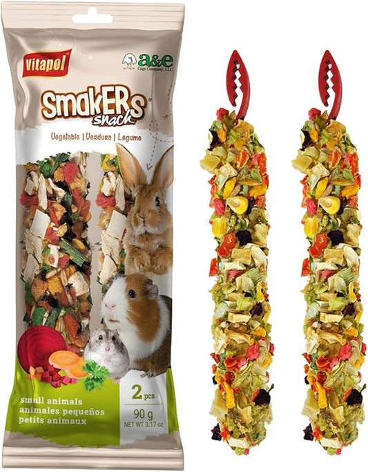 Vitapol Smakers by A&E Cage Co Vegetable Treat Sticks – Twin Pack Small Animal Snack Sticks – Natural Chew Treats for Rabbits, Hamsters, Gerbils, Mice & Rats