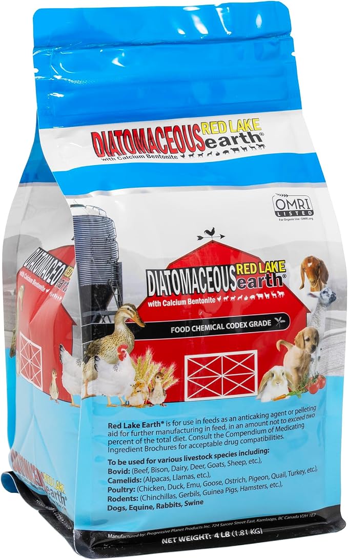 Progressive Planet Red Lake Earth Animal Feed Additive, 4Lbs - Natural Diatomaceous with Calcium Bentonite for Poultry & Livestock - Prevents Caking, Improves Feed Flow & Maintains Fresh Feed
