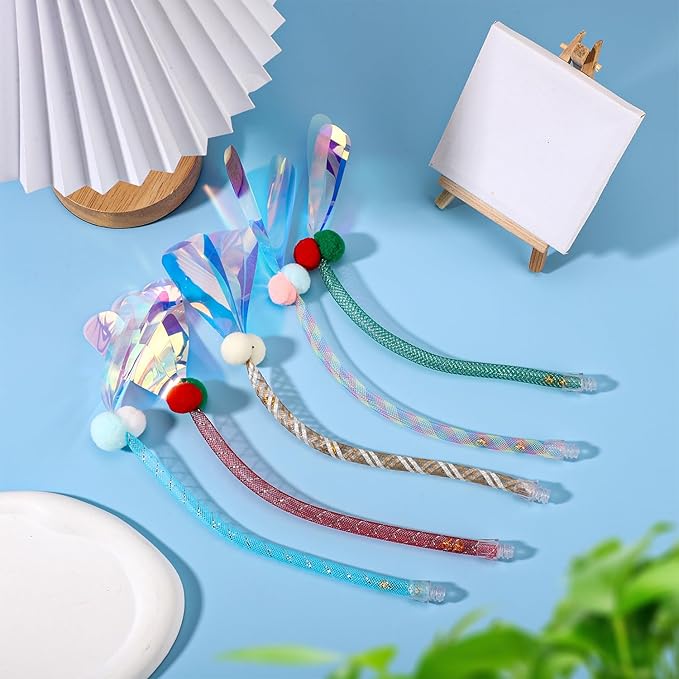 5pcs Interactive Cat Toys Ball Tail Accessories, 11.81 Inch Interactive Moving Dog Toys Replacement String, Rolling Pet Toy, Rope Parts for Bored Indoor Cats Pet Motion Activated