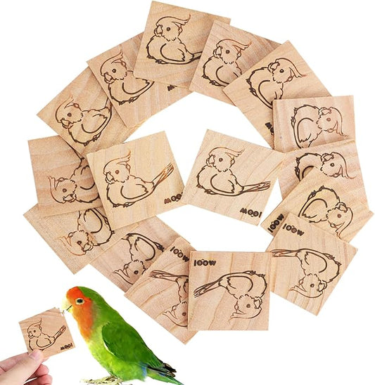 16 Pack Natural Balsa Wood Bird Chew Toys - World's Softest Wood, Safe Chewing Toys for Parakeets, Cockatiels, Lovebirds & Small Medium Birds. (Large)