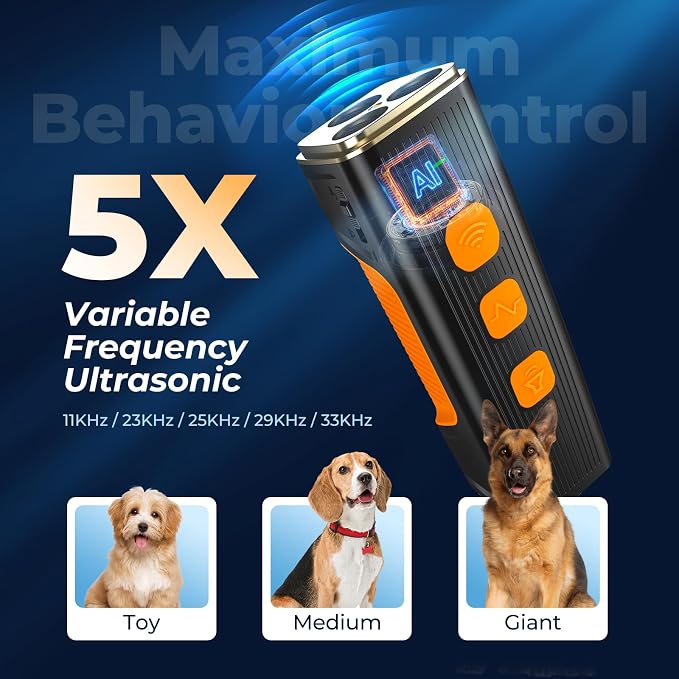 Ultrasonic Dog Bark Deterrent Devices 3X Anti Barking Device for Dogs,Humane Dog Training Tools with LED Flashlight & Beep,Rechargeable Bark Control for Indoor Outdoor Safe & Effective Trainer