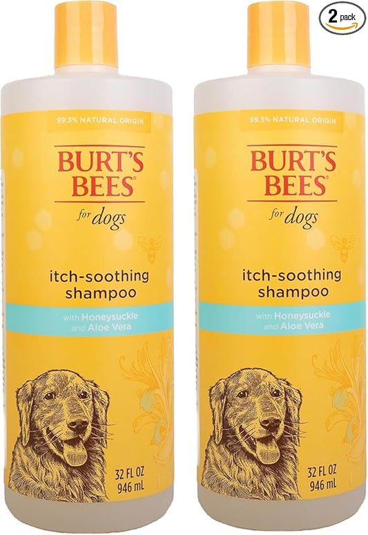 Burt's Bees for Pets Itch Soothing Dog Shampoo with Honeysuckle, 95% Natural Origin, pH Balanced, No Sulfates, Parabens, or Phthalates, Relieves Itchy Skin, 32 Fl Oz - 2 Pack
