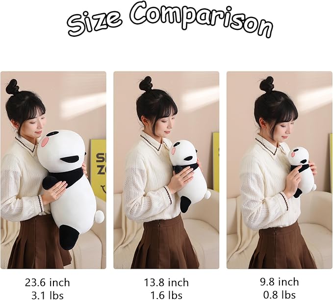 SQEQE Weighted Panda Plush, Weighted Panda Stuffed Animal, Cute Plushies Soft Bear Pillow Toy Gift for Kids Adults 23.6 Inch, 3.1 Lbs