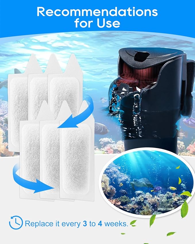 Replacement Small Size Cartridges Compatible with Tetra Whisper Small Fish Tanks Filter; Small Fish Filter Cartridges S Size for Aquarium Kits 3-10 Gallons Fish Tank, 6 Pack