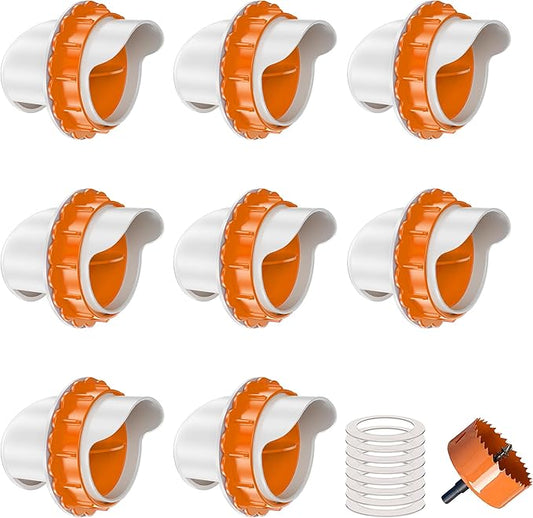 ZenxyHoC DIY Chicken Feeders No Waste, 8 Ports Poultry Feeder with Hole Saw for Buckets Troughs Orange