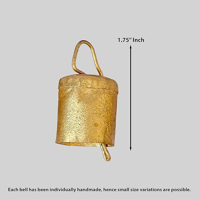 Pack of 10, Vintage Christmas Bell for Decoration – Rustic Hanging Cylinder Bells for Crafts, Home Decor, Christmas Tree Ornaments, Jingle Bells for Crafting, Farmhouse Decor, Tin & Cow Bell