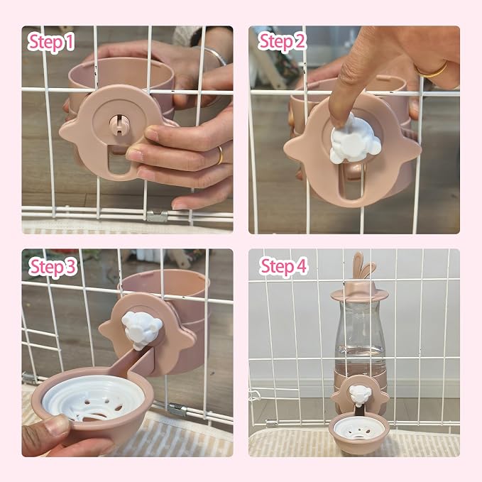 21oz Rabbit Water Bottle, Hanging Automatic Guinea Pig Water Dispenser Rabbit Water Bottle No Drip Bunny Cage Accessories for Bunny Hamster Ferret Cat Chinchilla