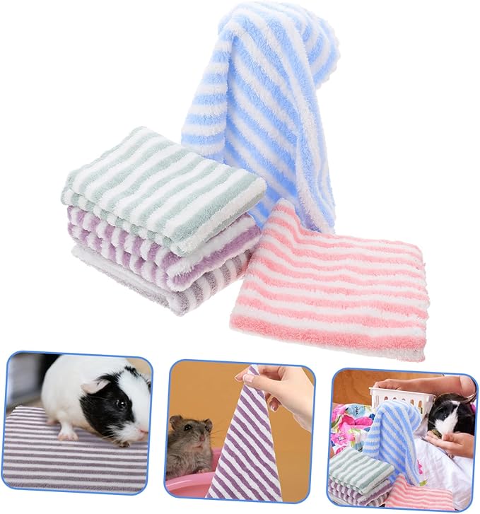 5PCS Coral Fleece Towels for Guinea Pigs Soft Bath Towels and Cage Liners Small Animal Supplies for Hamsters Cushions and Bedding