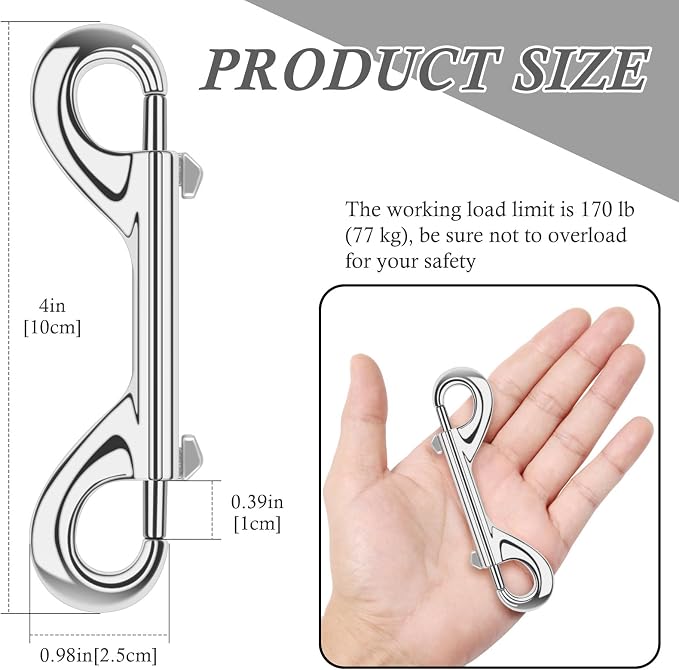 ERKOON 15 Pack Heavy Duty Snap Hooks Double Sided Clips for Hanging Horse Tack Sling Feed Buckets Dog Leash Collar Key Chain Zinc Alloy Metal Snaps Clip (4 Inch)