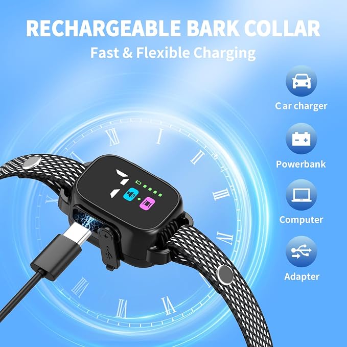 Anti-Bark Collar for Small Dogs, No Shock Anti Barking Collars with 7 Sensitivities, 3 Adjustable Modes Beep & Vibration, IP67 Waterproof - Effective & Humane, Premium Black