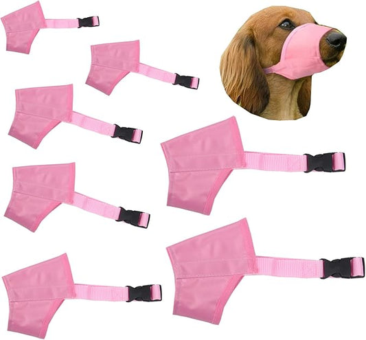 Dog Muzzles Suit, 7 PCS Adjustable Breathable Safety Small Medium Large Extra Dog Muzzles for Anti-Biting Anti-Barking Anti-Chewing Safety Protection (Pink)