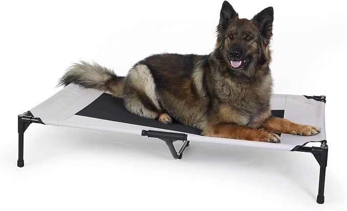 K&H Outdoor Elevated Dog Bed - Cooling Raised Dog Bed for Large & Extra-Large Pets, Breathable Mesh Center Hammock Design, Indoor/Outdoor Washable Cover, Portable Metal Frame, Taupe, XL 50x32in
